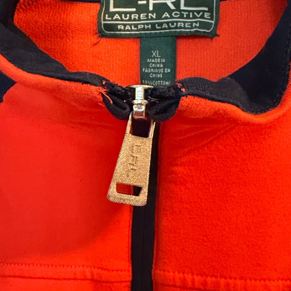 Lauren Ralph Lauren Active Orange Red Navy Blue Colorblock Zip Front Jacket - Picture 3 of 11